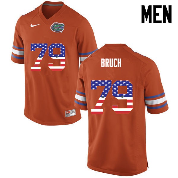 Florida Gators Men #79 Dallas Bruch College Football Jersey USA Flag Fashion Orange